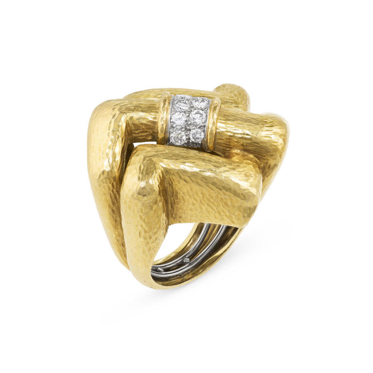 18k Yellow Gold and Platinum Diamond Ring