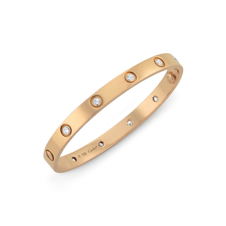 18k Rose Gold Diamond Bangle Bracelet