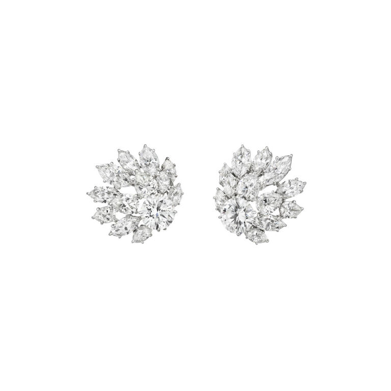 Platinum Diamond Cluster Earrings