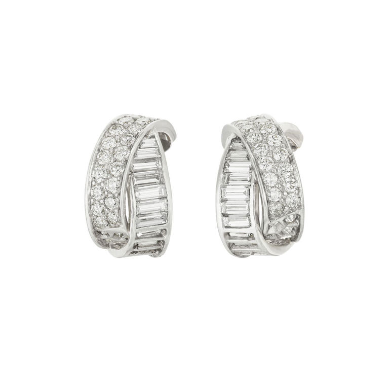 Platinum Diamond Hoop Earrings