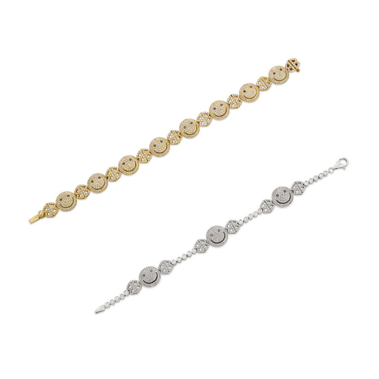 Two 18k Yellow and White Gold Diamond Bracelets