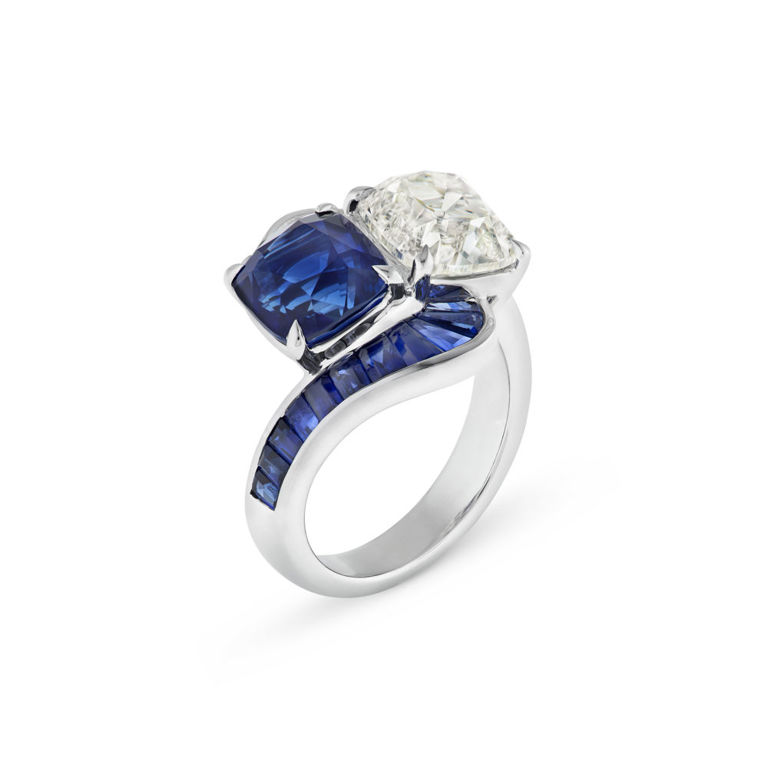 18k White Gold Sapphire and Diamond Ring