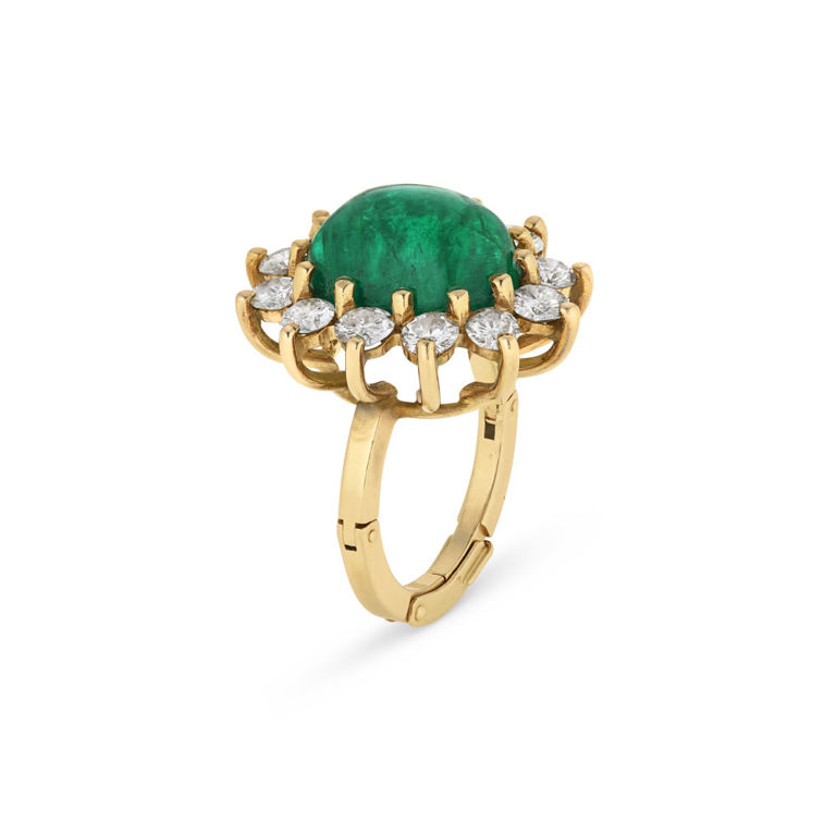 Yellow Gold Emerald and Diamond Ring