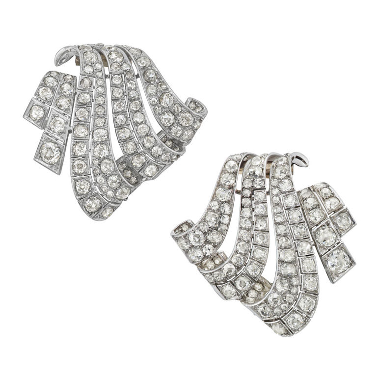 Two Platinum and White Gold Diamond Brooches