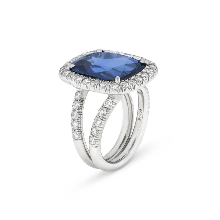 Platinum Sapphire and Diamond Ring