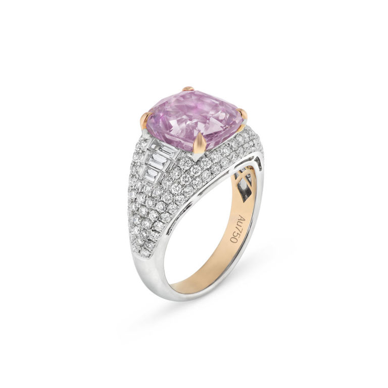 18k White and Rose Gold Sapphire and Diamond Ring