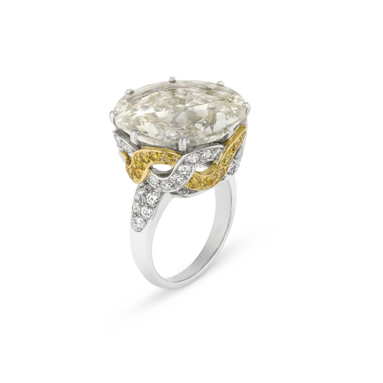 Platinum and 18k Yellow Gold Diamond Ring