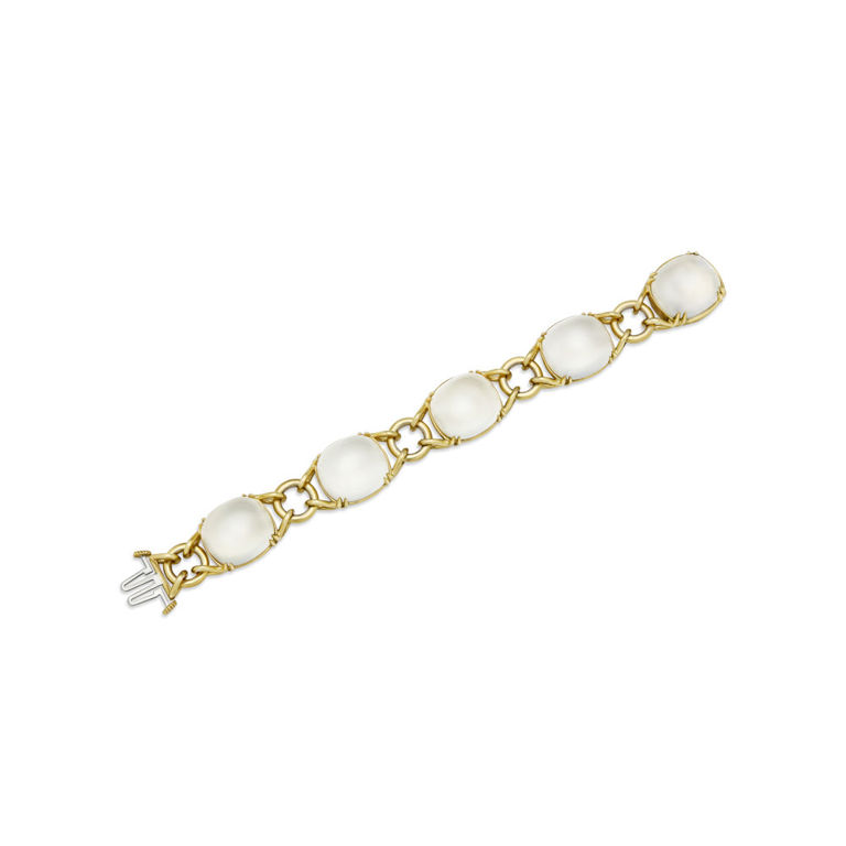 18k Yellow Gold Moonstone Articulated Bracelet