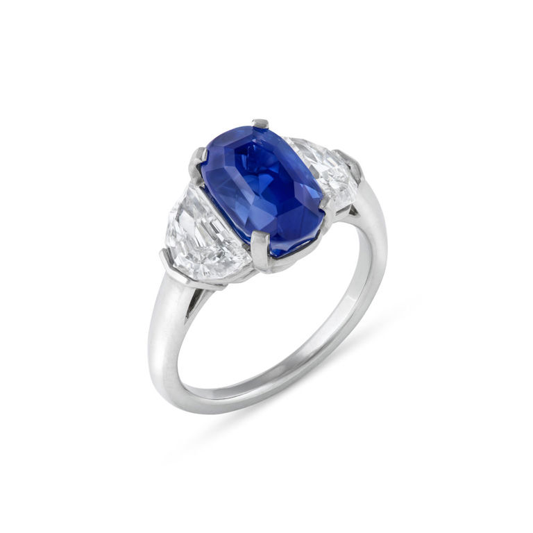 Platinum Sapphire and Diamond Ring