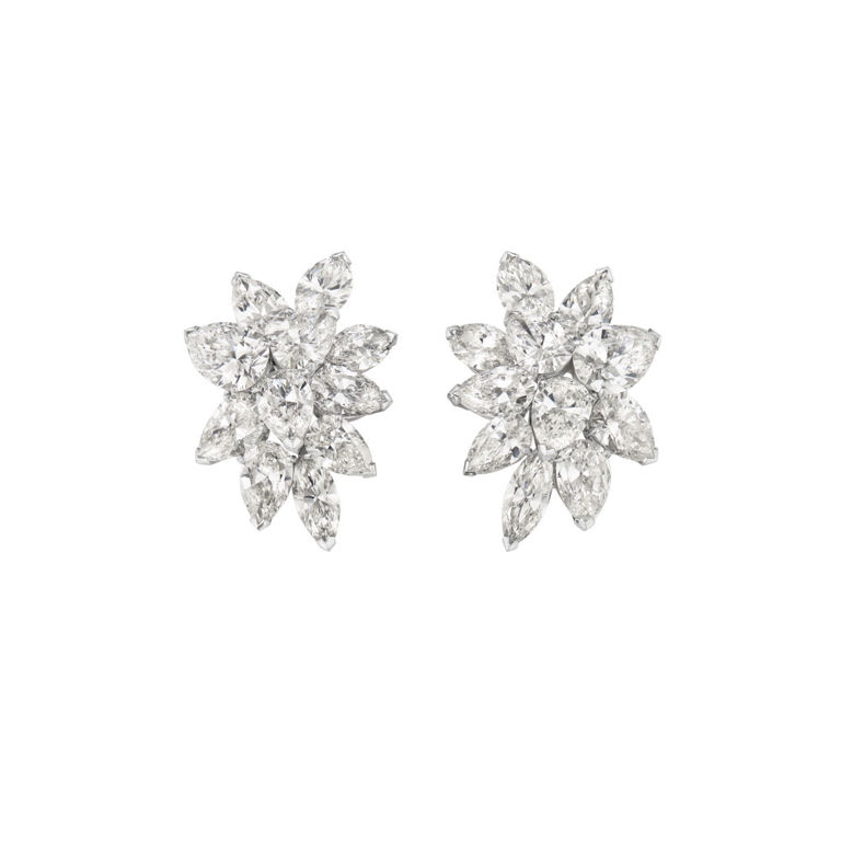Platinum Diamond Cluster Earrings