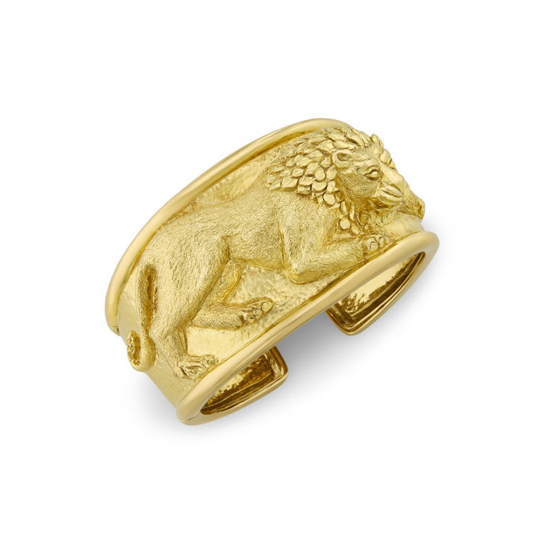 18k Yellow Gold Lion Cuff Bracelet