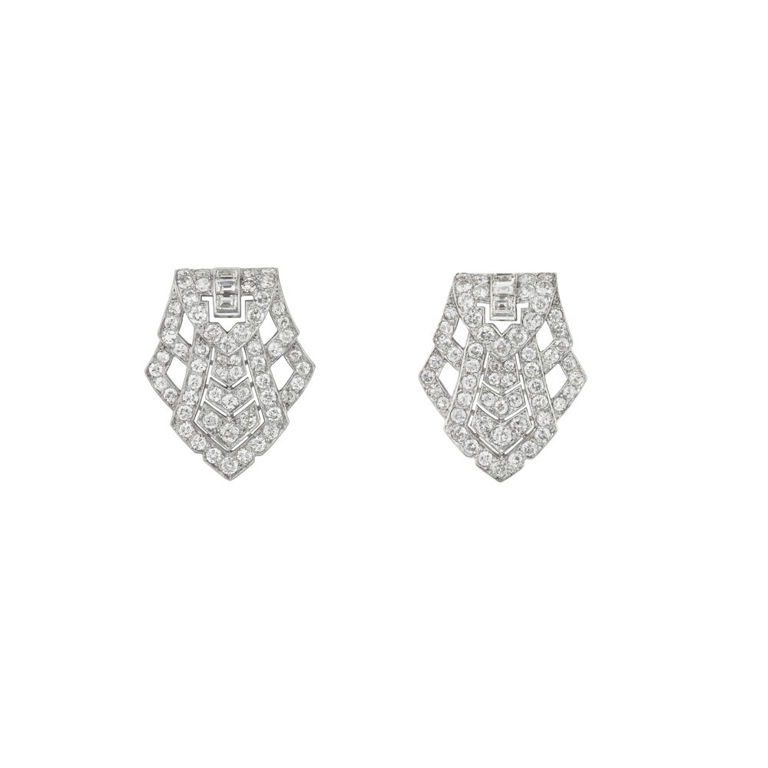 Two Platinum Diamond Brooches