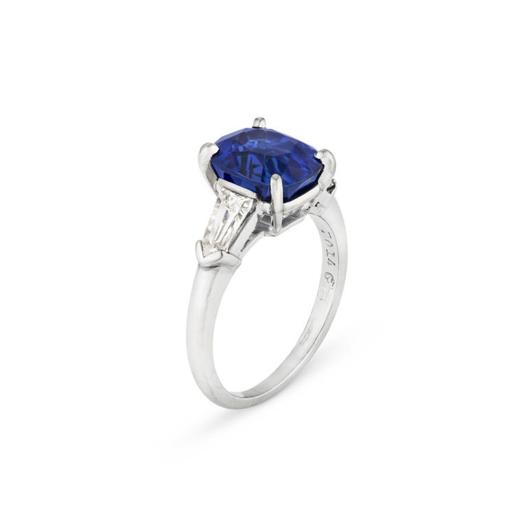 Platinum Sapphire and Diamond Ring