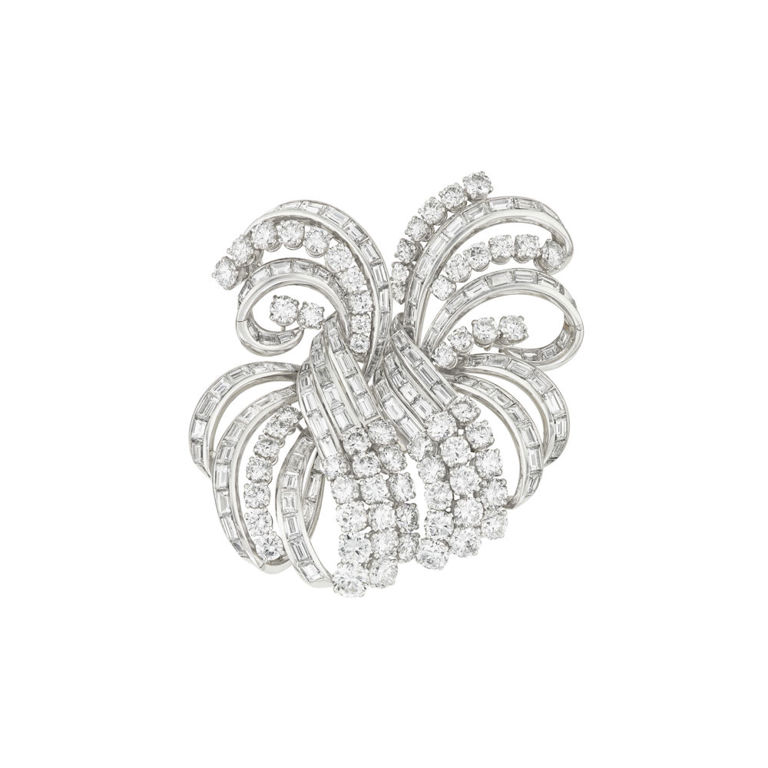 Platinum and 18k White Gold Diamond Brooch