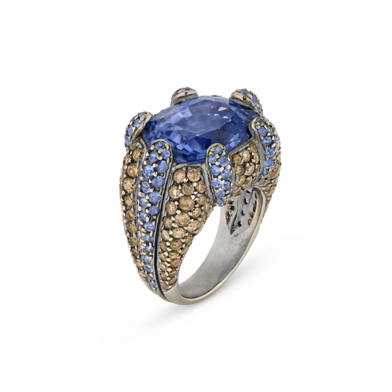 18k Gold Sapphire and Diamond Ring