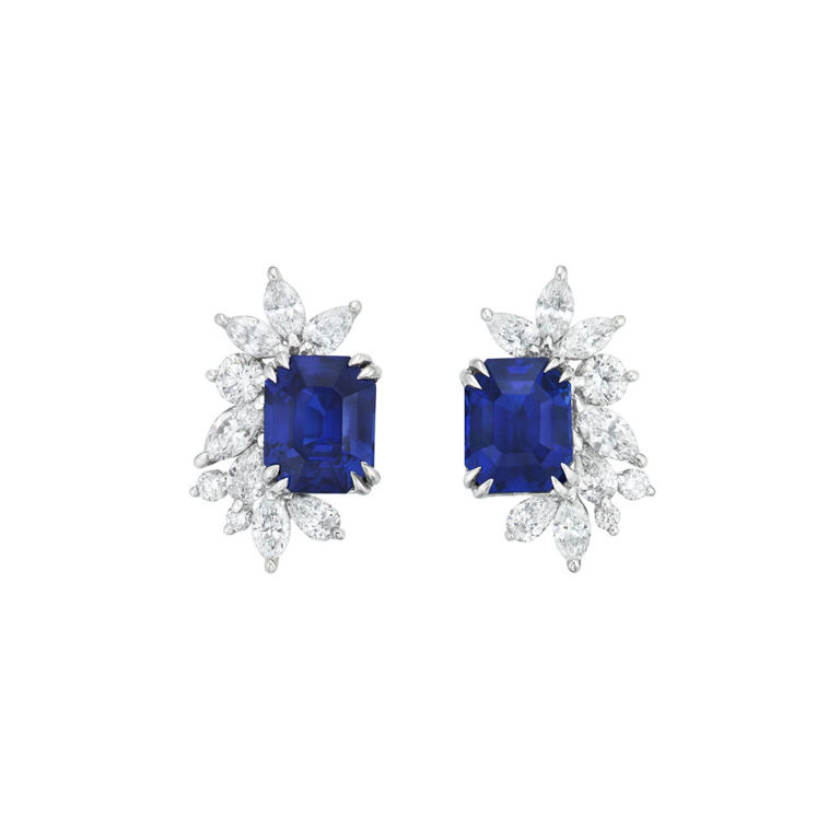 Platinum Sapphire and Diamond Earrings