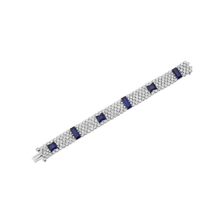 Platinum and Gold Sapphire and Diamond Bracelet