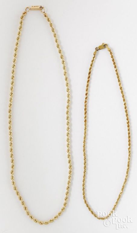 Two 14k Yellow Gold Chain Necklaces
