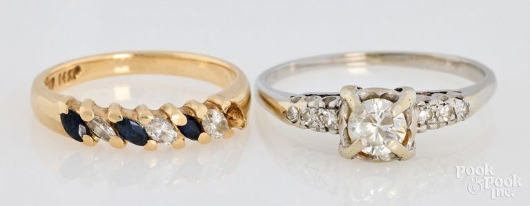 Two 14k Gold Gemstone Rings