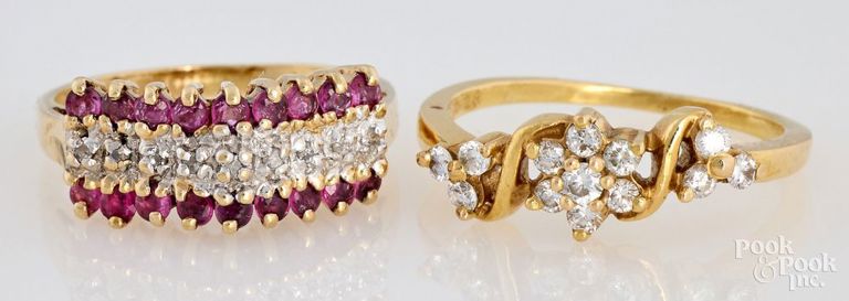 Two Yellow Gold Gemstone Rings
