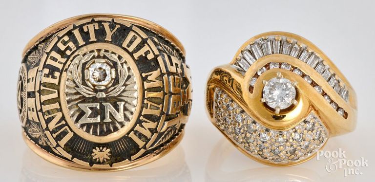 Two Yellow Gold Diamond Rings