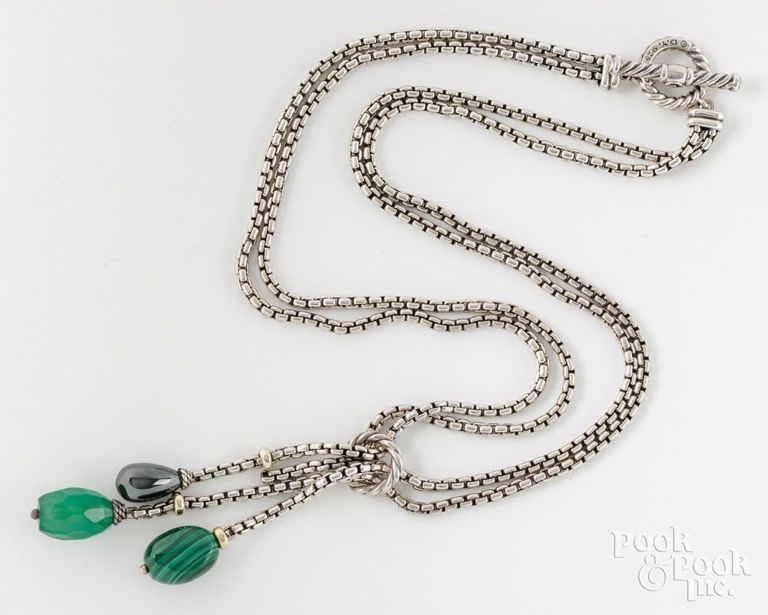 18k Gold and Sterling Silver Multi-Gem Necklace