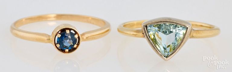 Two 14k Yellow Gold Gemstone Rings