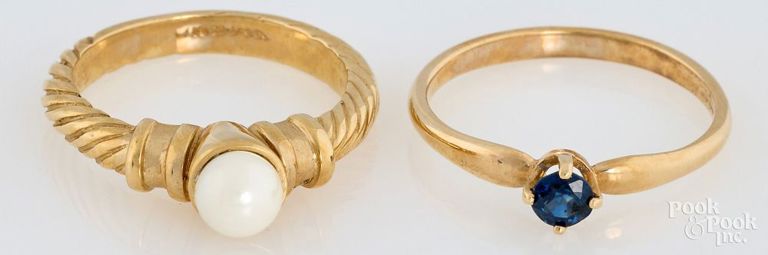 Two 14k Yellow Gold Gemstone Rings