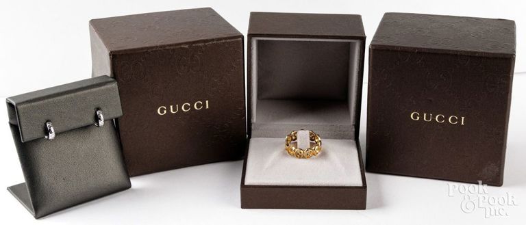 18k Yellow Gold Ring and Sterling Silver Earrings