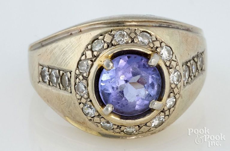 14k White Gold Tanzanite and Diamond Ring