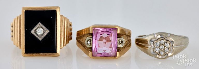 Three 10k Gold Gemstone Rings