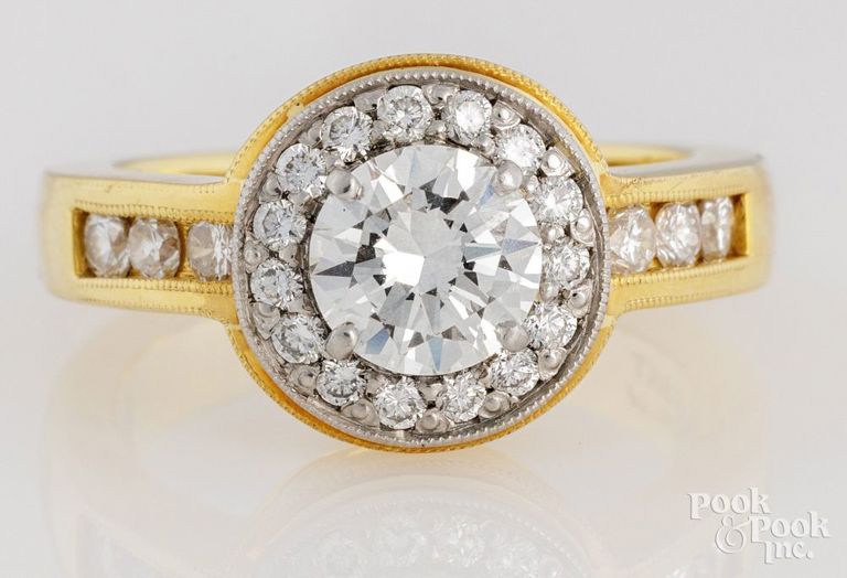 Platinum and 18k Yellow Gold Diamond Wedding Ring