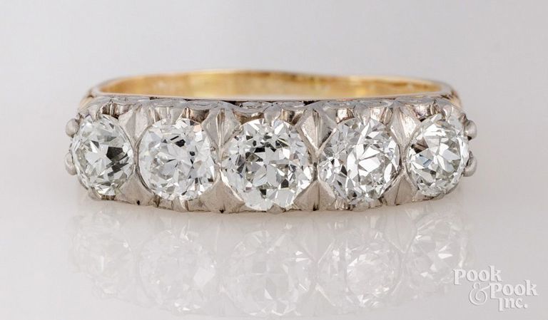 14k Gold and Platinum Diamond Anniversary Ring