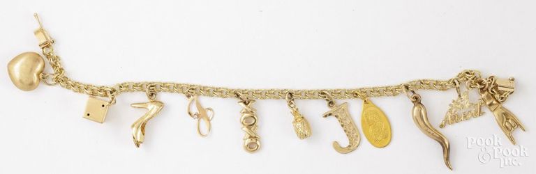 14k and 24 Yellow Gold Charm Bracelet