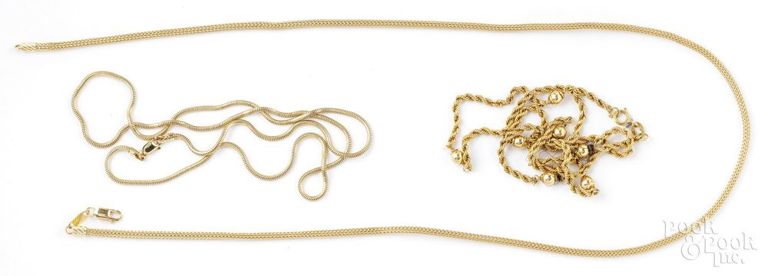 Three 14k Yellow Gold Chain Necklaces