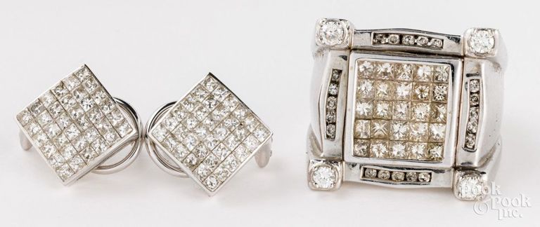 14k White Gold Diamond Jewelry Set