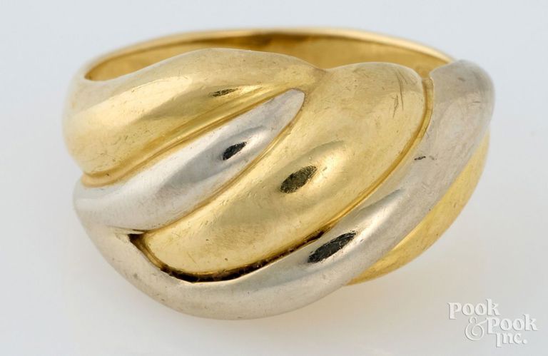 18k White and Yellow Gold Dome Ring