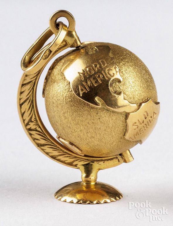 18k Yellow Gold Globe Charm Pendant