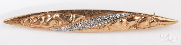 14k Rose Gold Diamond Bar Brooch