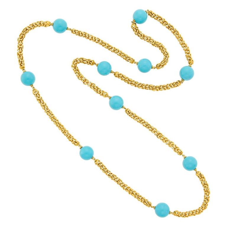 18k Gold Turquoise Necklace