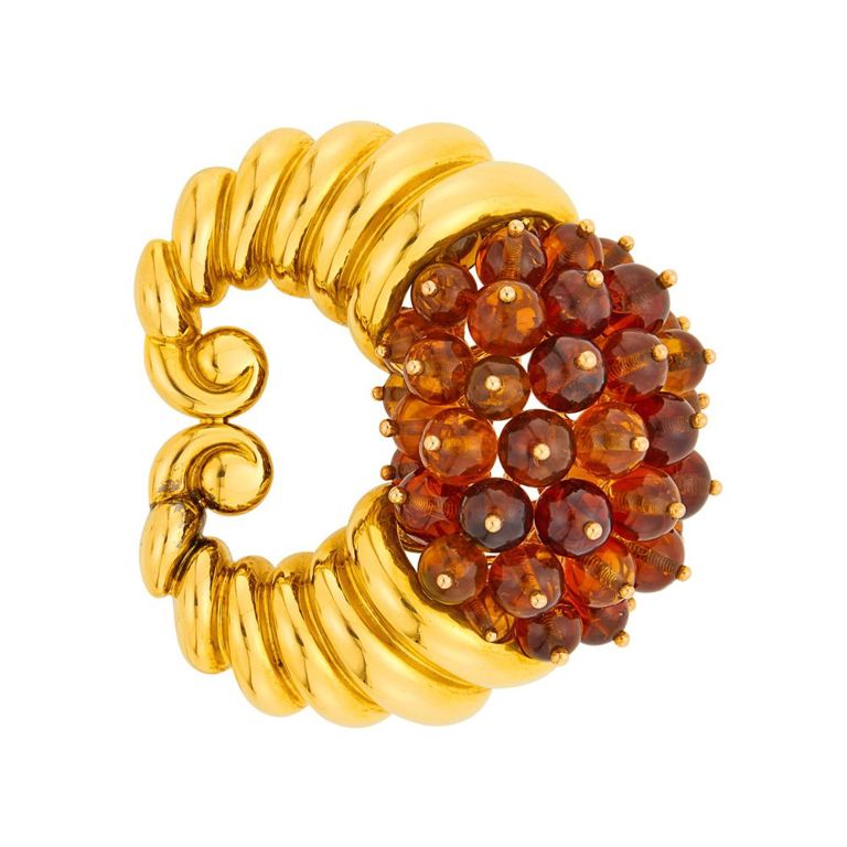 18k Gold Citrine Brooch