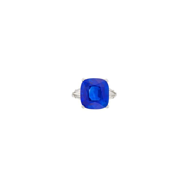 Platinum Sapphire and Diamond Ring