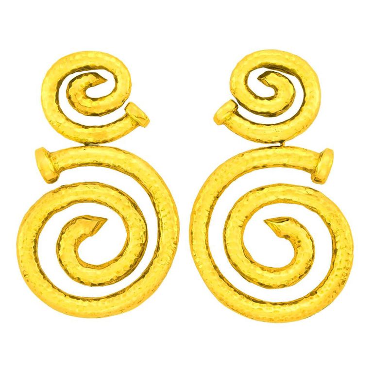 18k Gold Spiral Earclips
