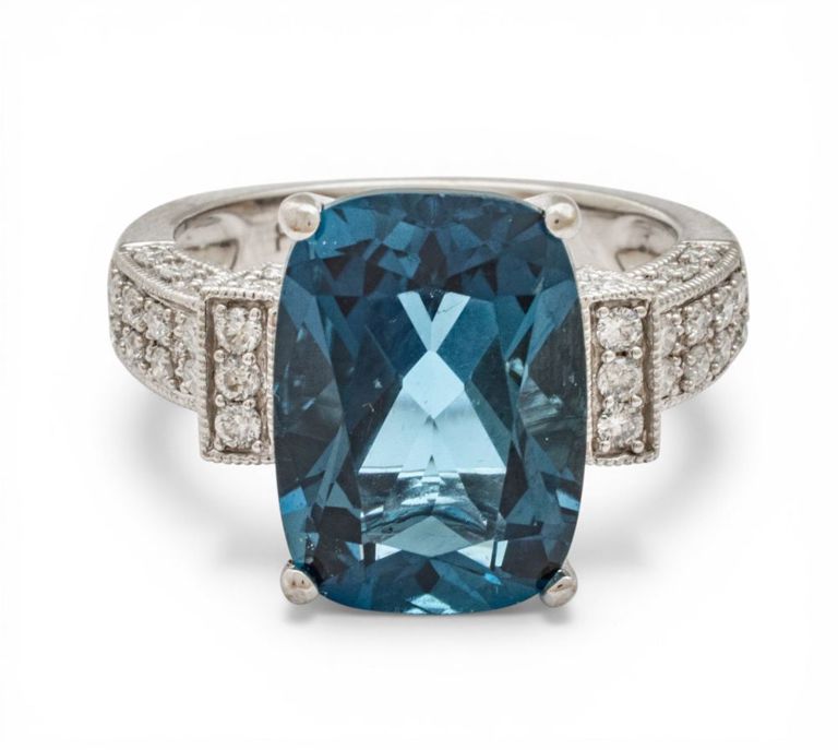 14k Gold Topaz and Diamond Ring