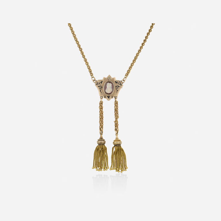 Yellow Gold Carnelian Necklace