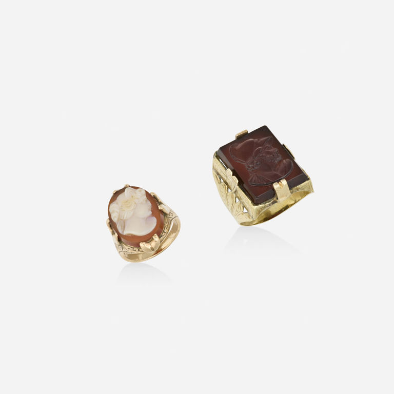 Gold Carnelian and Agate Rings