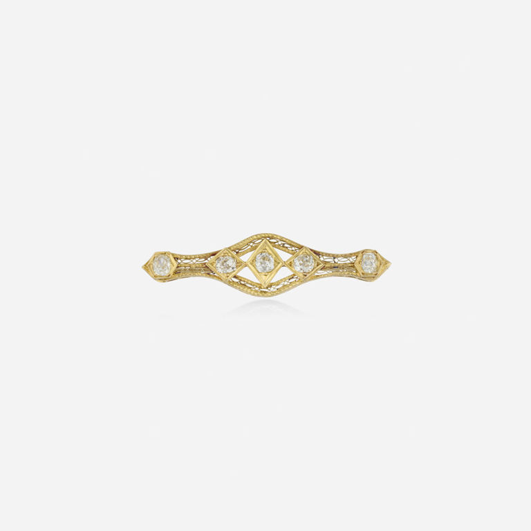 14k Gold Diamond Brooch