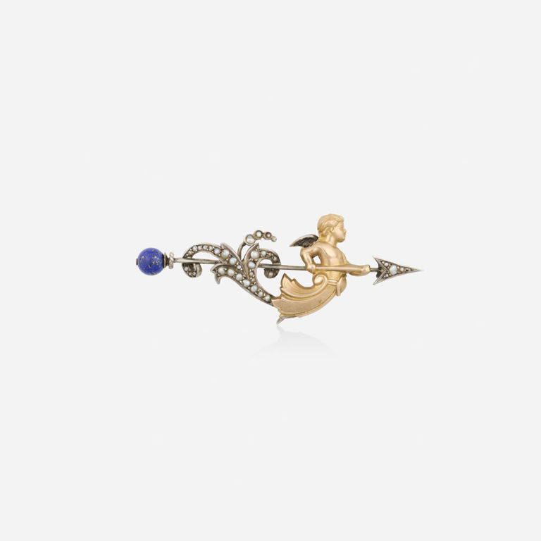 Gold and Silver Multi-Gem Brooch