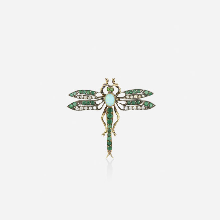 Gold and Silver Multi-Gem Brooch