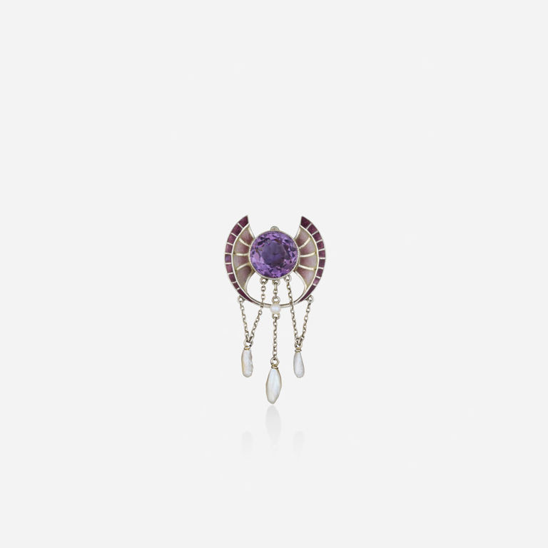 Sterling Silver Amethyst Brooch
